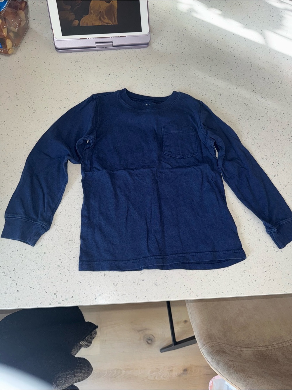 Kids Long-Sleeve Pocket Tee - Navy